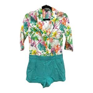 Women's Romper Barbiecore Meets 80's Retro Golden Girls Floral Catsuit Size 26 /